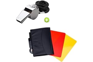 Giveet Metal Whistle with Sports Referee Card Set, Red Yellow Card and Stainless Steel Metal Coach Whistle for Football Basketball Soccer Hockey School