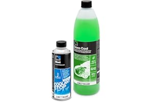 ERRECOM Kit Réparation et Rechargement Circuit de Refroidissement Voiture avec BLUET Stop-Fuites Liquide Radiateur (250mL)+GREEN COOL Liquide Radiateur Vert -30/+107°C Prêt à l’Emploi Antigel G12 (1L)