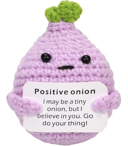 NQEUEPN Cipolla all'uncinetto, Mini Cipolla Divertente Bambola Dalla vita Positiva Creativa Cipolla Positiva Biglietto da Visita Regali per Rallegrare per Compleanno Capodanno Decorazione (Viola