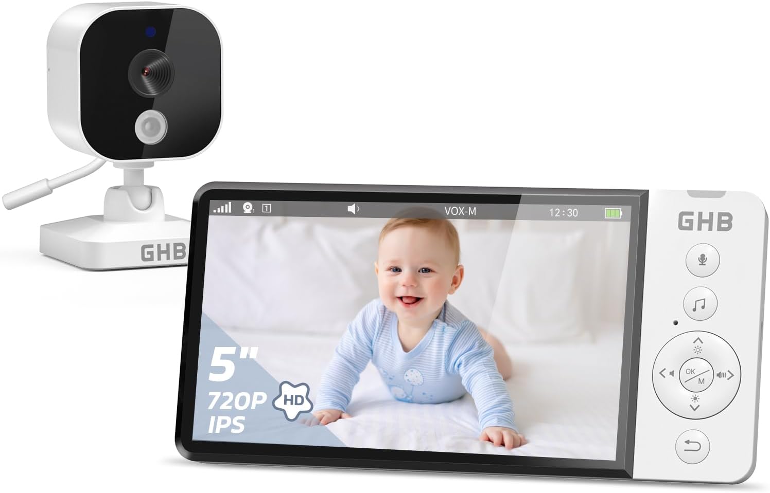 Technische Daten & Spezifikationen : GHB Babyphone mit Kamera 5 Zoll 720P IPS Disp