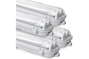 Daromigo Reglette LED 150cm, Lampe Pour Locaux Humides 2 x 24W 4080lm Blanc Neutre, Tube T8 Double, IP65 Étanche Pour Garage, Bureau - 4 Pièces
