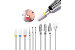 TECDW 10 Pièces Ensemble de Forets à Ongles,Embout Ponceuse Ongle Céramique,Professionnel Lime ongles électrique Bits,Carbure de Diamant Foret À Ongles Outils pour Manucure Pédicure Accueil Utiliser