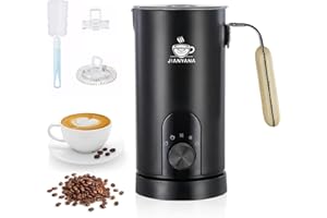 Jianyana Milk Frother Electric 5 in 1 Automatic Milk Frothers 350ml Large Capacity Hot Cold Foam Maker Milk Steamer Coffee frother Silent Operation for Coffee, Cappuccinos, Macchiato, Latte(Black)