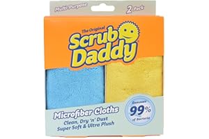Scrub Daddy Microfaser Tuch - Allzwecktücher im Doppelpack, waschbarer Spüllappen, Zaubertücher zur Reinigung von verstaubtem Glas, Auto, Fenstern, Geschirr und mehr – Mehrfarbig