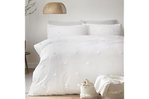 Appletree Komplet pościeli na łóżko podwójne w kropki z 2 poszewkami na poduszki, biała pościel i białe kropki, 100% bawełna, super miękka, (szer. 200 x dł. 200 cm)