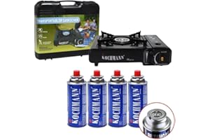 KOCHMANN GERMANY Kochmann Gaskocher 4 x Gaskartuschen Tragekoffer Campingkocher Gas Camping Kocher MSF-1a Kartusche 1 flammig