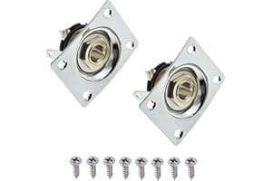 TBESME 1/4"Square Jack Output Plate Socket for Electric Guitar(Pack of 2) (Chrome)