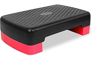 FUNJEPE Höhenverstellbarer Aerobic-Stepper für Fitness und Training, 2 Stufen, mit 2 Erhöhungen, verstellbar von 10 cm – 15 cm
