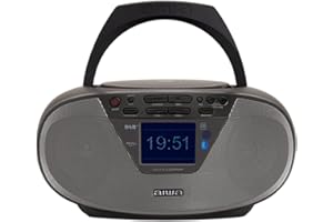 AIWA - BBTU-500DAB/BK Lettore CD Multifunzione, Bluetooth, Lettore CD/CDR/RW/MP3, Radio DAB+/FM, Lettore USB-MP3, Aux-in 3.5 mm, Cuffia 3.5 mm, Funzioni Orologio/Sveglia, con Telecomando, Colore Nero
