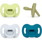 Suavinex, Pack of 4 All Silicone Pacifiers, for Babies 6/18 Months, with Physiological Teat SX Pro, Super Soft and Flexible,