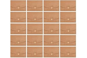 DULSPUE Mini Sobres con Cierre de corazón para - 20 PiezasSobres Kraft Retro, para con Cierre de Corazón para Bodas Cumpleaños Día de La Madre Navidad Día de San Valentín (7 x 10,5cm)