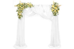 VOSSOT 2 sztuki tiulowych zasłon poprzecznych w kolorze białym, na wesele, łuk weselny, szyfon, firanki, dekoracja, 75 x 600 cm, na łuk weselny, na wesele, do ceremonii, fotografii, na imprezę