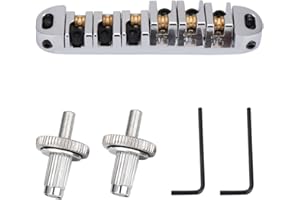 DILWE Gitarre Roller Brücke mit Nieten, Musikinstrumente Ersatzteil für LP Style 6-Saiter E-Gitarre(Silber)