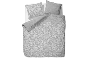 ‎ETÉREA HIMMLISCHE QUALITÄT etérea Microfaser Bettwäsche Paisley Life 155x220 2er Set - Bügelfrei mit Reißverschluß - nach Oekotex 100 - Bettbezug mit Kissenbezug - 155 x 220 + 80 x 80 cm - Grau