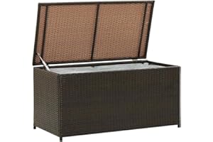 vidaXL Baule da Giardino Robusto Elegante Leggero Box Portaoggetti Contenitore Cassapanca in Polyrattan Telaio in Acciaio 100x50x50 cm Marrone