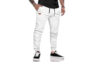 JMIERR Herren Hose Chino Cargo Hose Jogginghose Herren Baumwolle Sporthose Casual Freizeithose Elastische Taille mit Kordelzug Sweatpants Herren mit Taschen