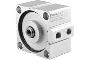 Heschen Pneumatic Compact Aluminum Air Cylinder, SDA 100-20, Bore 100mm, Stroke 20mm, PT3/8'' Port Size, Double Acting