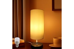 DA LIGHT Lampka nocna biała z żarówką 6 W, oprawa E27 z przełącznikiem kablowym, 3 temperatury barwowe 3000 K/4000 K/6500 K z funkcją pamięci, nowoczesna lampa stołowa LED do sypialni, salonu