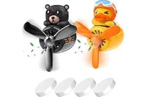 Ferrinisseur d'air pour voiture Canard mignon et Ours de dessin animé Pilote automobile Diffuseur d'air rotatif à hélice Ventilateur créatif pour voiture Accessoires de parfumerie Décoration