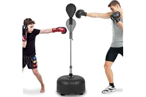 Dripex Punching Ball sur Pied Sac de Frappe Boxe Adolescent avec 6 Ventouses Hauteur Réglable 135 à 155 cm