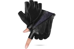 GSG SINCE 1998 GSG Gants Demi Doigts pour Homme en Cuir Gants de Conduite En Cuir Sans Doigts Peau De Mouton M16515