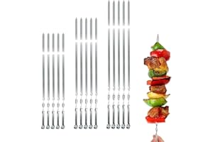 GMMH Spiedini per barbecue in acciaio inox per carne e verdura (15 pz/60 cm) extra spessi 2 mm, spiedini per carne, spiedini, spiedini per barbecue, kewers, shish kebap, 40/50/60 l