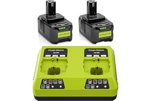 2X 18V 5500mAh P108 ersättningsbatteri för Ryobi-batteri ONE+ + Dubbelport 6A P118-laddare RB18L50 RB18L25 RB18L40 RB18L20 RB18L15 RB18L13 P108 P102 P103 P104 P105 P106 P107