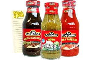 Salsa Bundle with La Costena Salsa Verde, Taquera and Ranchera (250g Each) with Intrinsic Treats Shopping List Card