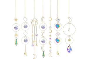 OFFCUP Acchiappasole Cristallo, 7pcs Appeso Arcobaleno Prisma Finestra, Pendenti Prismi Cristallo, Acchiappasole Cristallo per Casa Giardino Natale Giorno Matrimon Feste, Regalo di Natale