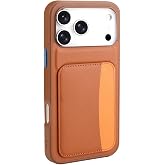 Aksesuarcim Apple iPhone 17 Pro Max ile Uyumlu Kılıf Silikon Deri G&ouml;r&uuml;n&uuml;ml&uuml; C&uuml;zdan Kartlıklı Darbe Korumalı Stand Olabilen Ye