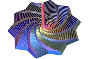 ZENOVA Fractal Sensory Fidget Star - 3D Printed Expanded Fractal Fidget Star with Handle,Hexagonal Decompression Sensory Rotating Spiral for Relieving Stress Irritability and Relaxation (Colorful, 9cm)