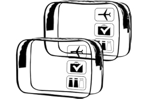 Elsrantor 2 Piezas Neceser Transparente Viaje Avion, Bolsa de Aseo para Mujeres y Hombres, Neceser de Plastico, Bolsa de Baño, Bolsas de Cosméticos de PVC Impermeable, Kit de Viaje para Avión