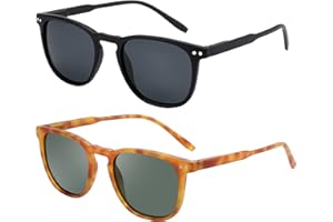 ZENOTTIC 2 Pares Gafas De Sol Polarizadas para Mujer Hombre Retro Redondas Cuadradas Protección UV400 Unisex Gafas de Sol