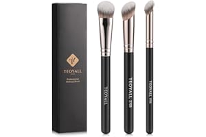 TEOYALL Kontur Conceal Pinsel Set, 3PCS Angewinkelter Synthetischer Unter-Augen-Concealer Pinsel zum Mischen, Festlegen und Auftragen von flüssigen, Cremes und Puder-Kosmetika