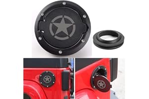 BESIDE_AUTO Auto Tapa de tanque de gas de plástico y aluminio, patrón de estrellas, compatible con Jeep Wrangler JK y Unlimited, modelo GC01
