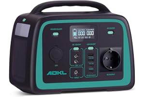 ADKL Tragbare DC Powerbank Powerstation, 320Wh Akku für mehrere Geräte, LiFePO4 Akku, 300W Solargenerator mit 300W AC/PD 60W USB-C Ausgang, Für Camping, Draußen, Reisen, Notfälle. (Grün)