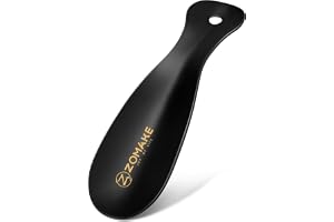 ZOMAKE Skohorn Metall 19 cm,Skohorn Litet Svart Kort Skogorn för Barn Män Kvinnor Äldre,Skohjälpare Metal Shoe Spoon,Mini Shoehorn Rostfritt Stål med Upphängningshål