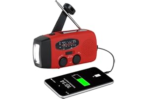 DPOFIRS Crank Solar Radio, Wind Up Emergency Crank Radio with USB Charger, Emergency SOS Alarm, Flashlight and Reading Light for Home and Outdoor