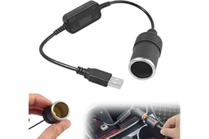 FONGYEUEWY USB to Cigarette Lighter Adapter 5V USB to 12V Socket Female Converter Cable Adapter Cord for Driving Recorder, GPS, Electronic Dog,Outdoor, Camping and Travelling
