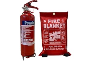 FireShield Home Safety Pack, 1kg Dry Powder Fire Extinguisher & 1m x 1m Soft Case Fire Blanket