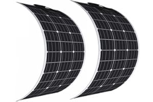 Aysolar 200W 12V Placa Solar Flexible 2 * 100W Panel Solar Monocristalino para Cargar 12V/24V Bateria, Autocaravana, Caravana, Barcos, Techos, Casa,Remolques,Superficies Irregulares