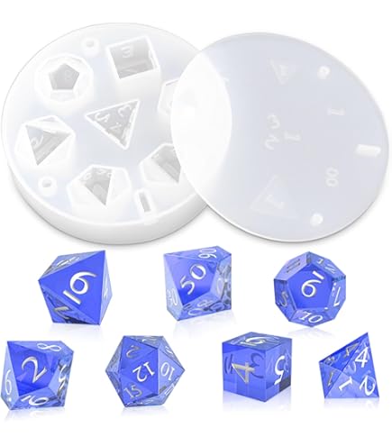 FUNSHOWCASE Rollenspiel Würfel Silikonform Buchstaben Zahlen Epoxidharz Gie Formen 20st Set D4 D6 D8 D10 D12 D20 D24