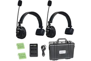 CAMETV Came-TV Paquete de 2 Auriculares de intercomunicación inalámbricos Waero Sistema de comunicación de intercomunicación dúplex Completo Distancia de hasta 1200 pies Micrófono ENR Cancelación de Ruido