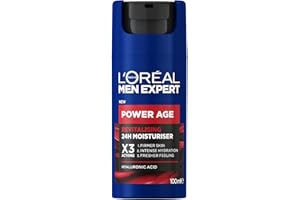 L’ORÉAL PARIS MEN EXPERT L'Oreal Men Expert Power Age Moisturiser, Hydrating & Revitalising Hyaluronic Acid Moisturiser for Men, designed for Ageing, Dry & Dull Skin 100ml, 1