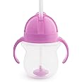Munchkin Click Lock Tip & Sip Straw Cup | Baby Toddler Sippy Cups with Straw | BPA Free | Leakproof Cup | Dishwasher Safe | Baby Cup Weighted Straw | Baby Bottles -7oz/207 ml | Purple