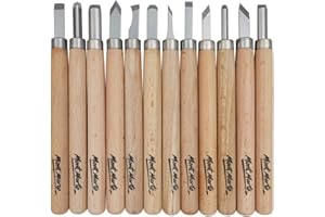 Mont Marte Herramientas para Madera – 12 Gubias para Tallar Madera de diferentes Formas – Set de Tallado para Trabajar y Tallar Madera, Linóleo