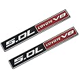 2pcs 5.0L Coyote V8 Emblems, 3D Metal Trim Fender Hook Trunk Badge Decals Stickers Replacement for Ford Mustang & F150 (Black/red)