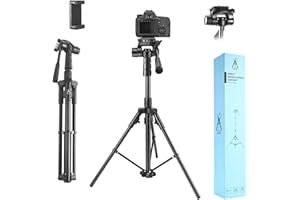 Fwilo Camera Tripod Reinforced, Automatic Pop-Up Aluminum Alloy Lightweight Tripod Stand, with Detachable Head and Mobile Phone Tripod, Suitable for Smartphones Camera Stand