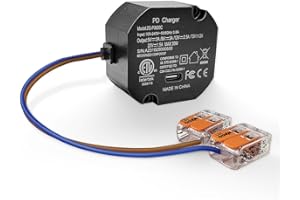 30W USB Type C Power Only for USB C Tablets as iPad - for 86x86mm Junction Box In Wall USB C PSE with Auto-Negotiation - 100~240V/AC 50Hz Input, 5V/3A 9V/3A 12V/2.5A 15V/2A 20V/1.5A Output