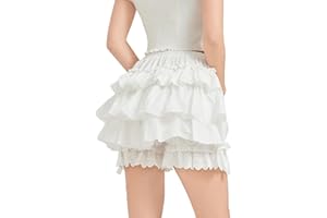 BEAUTELICATE Donna Bloomer Shorts Cotone Vittoriano Mutandoni con Volant Pantaloni da Pigiama Vintagea Pumphose Renaissance Pantaloncini Intimo Avorio Nero